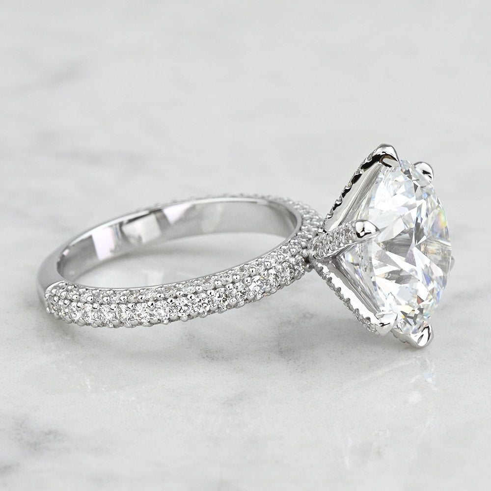 3.20 Carat Round - Cut Engagement Ring with Side Stones – Certified, 14K White Gold - Future Jewelry