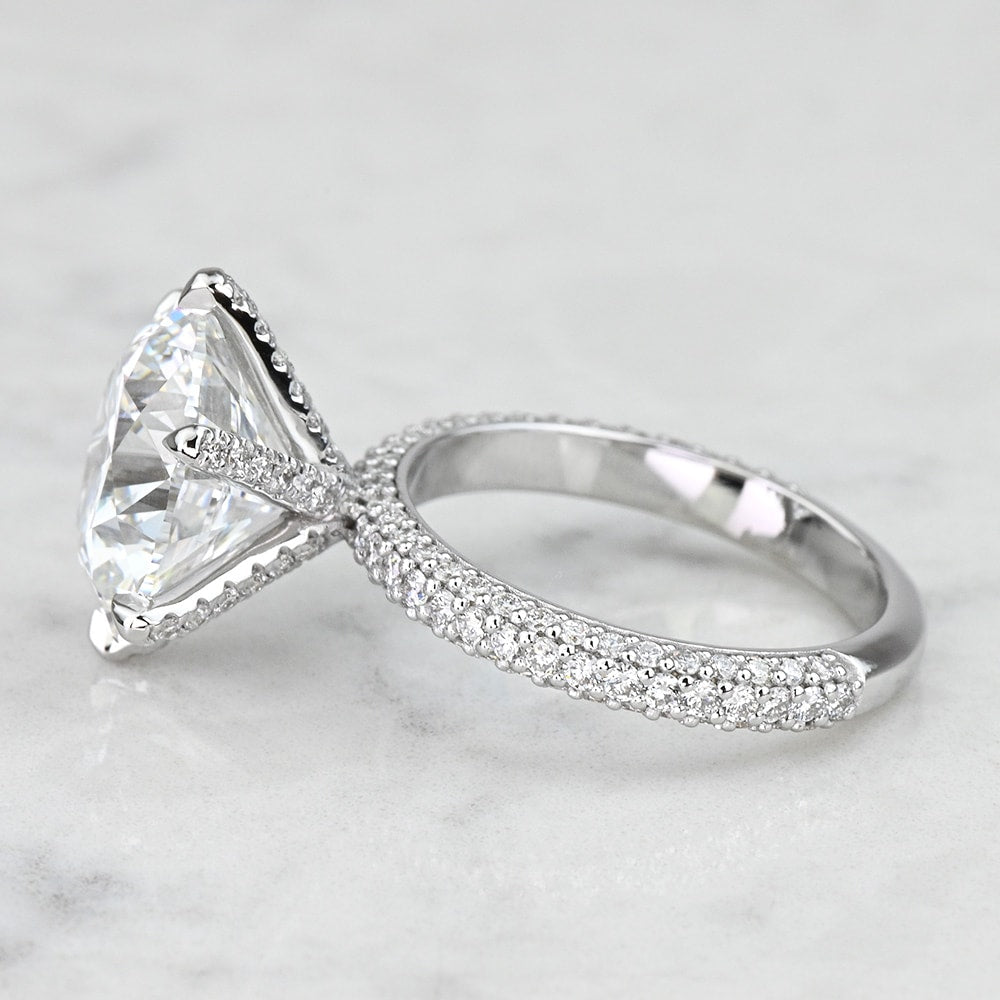 3.20 Carat Round - Cut Engagement Ring with Side Stones – Certified, 14K White Gold - Future Jewelry