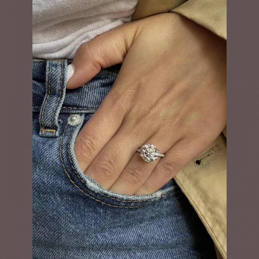3.20 Carat Round - Cut Engagement Ring with Side Stones – Certified, 14K White Gold - Future Jewelry
