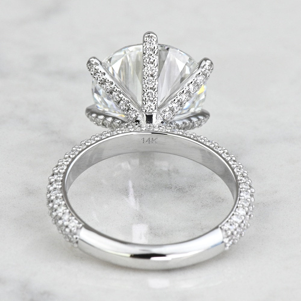 3.20 Carat Round - Cut Engagement Ring with Side Stones – Certified, 14K White Gold - Future Jewelry