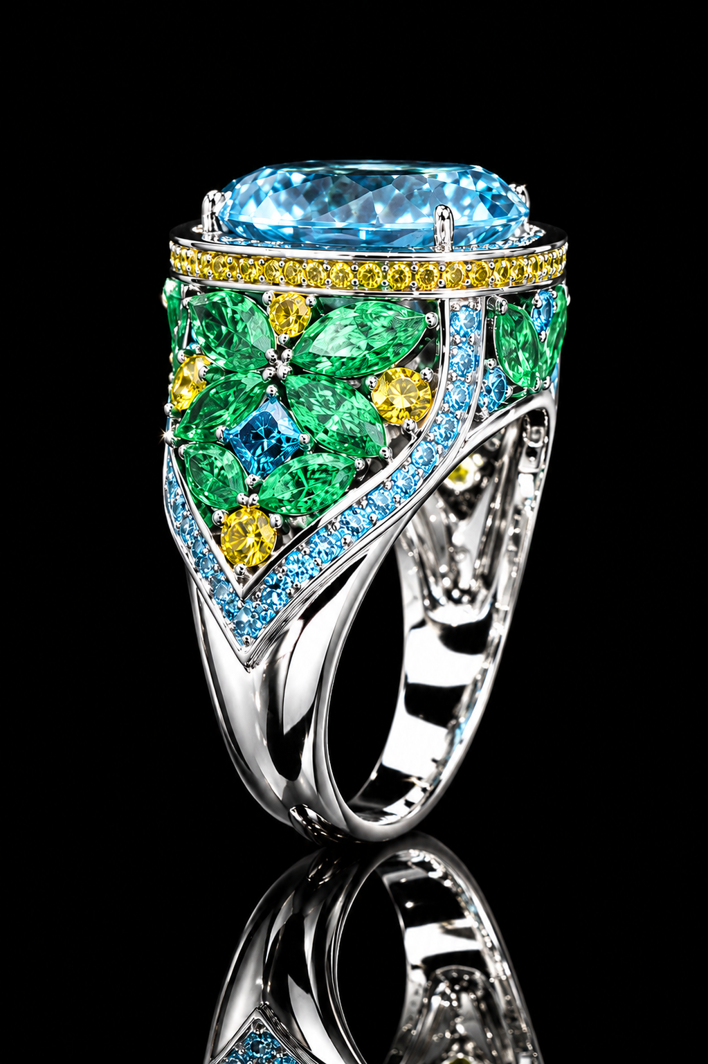 The Atlantis Azure Lumière Royale Ring – 3 Carat Blue LG Diamond Ring in 14K White Gold – Only 28 Ever Made