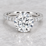3.3 Carat Round Lab Grown Diamond Engagement Ring, 14K White Gold