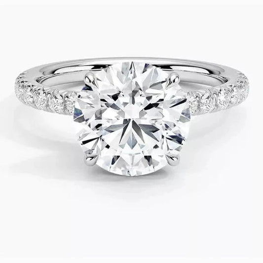 3.30 carat total weight IGI certified lab grown diamond solitaire ring with accent band. A statement bridal piece for modern, luxury - minded couples. - Future Jewelry