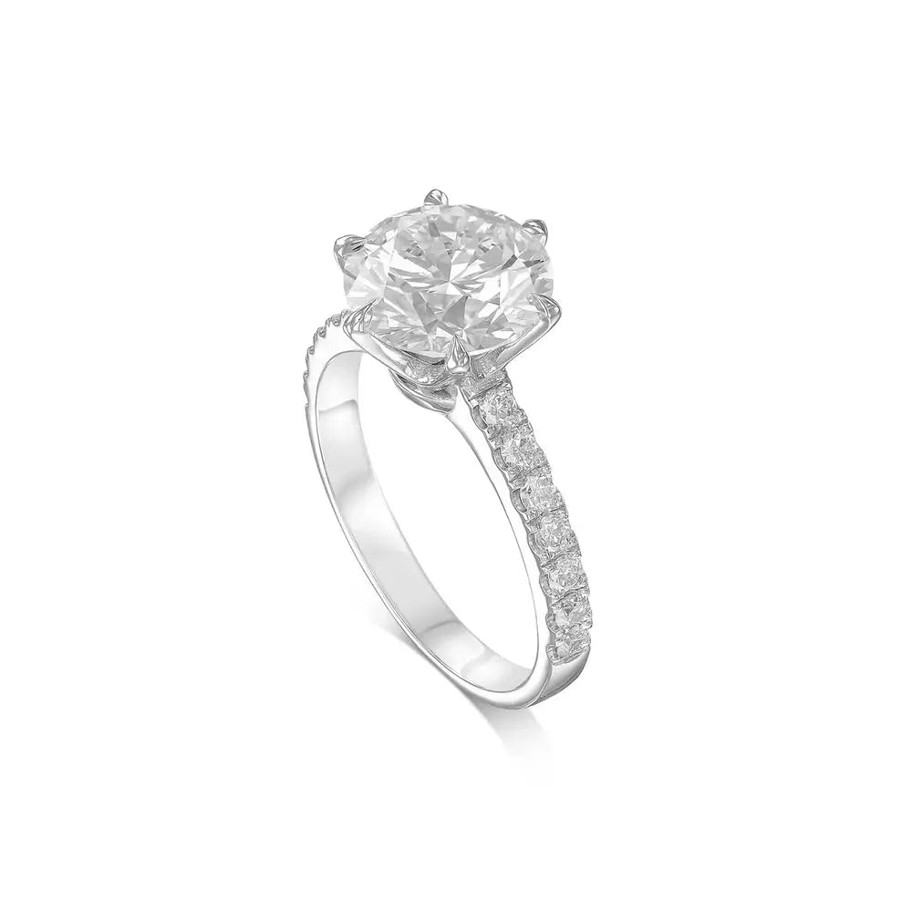 3.35 Carat Round Cut Lab Grown Diamond Engagement Ring in 14K Gold, Certified - Future Jewelry