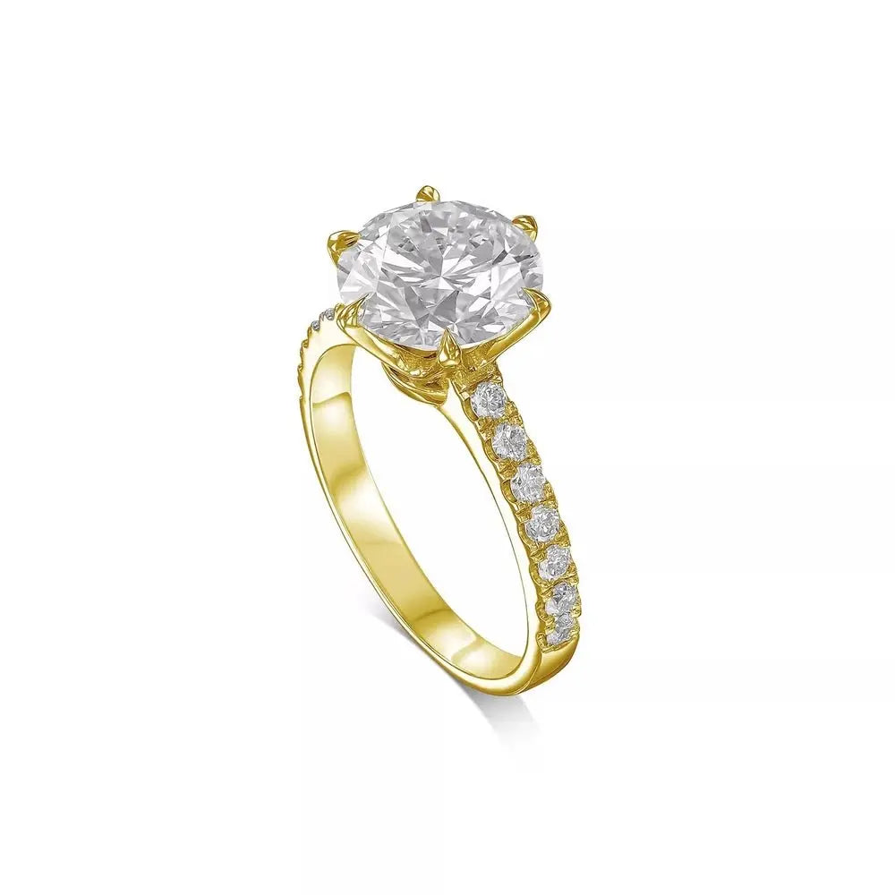 3.35 Carat Round Cut Lab Grown Diamond Engagement Ring in 14K Gold, Certified - Future Jewelry