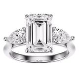 3.5 Carat Emerald Cut Lab Grown Diamond Engagement Ring, 14K White Gold