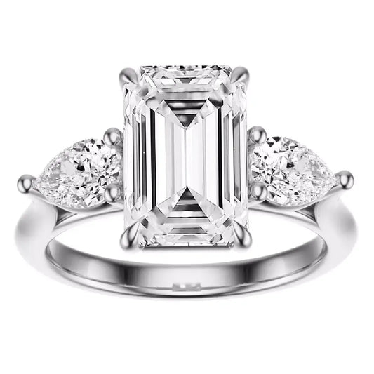 3.50 Carat Emerald Cut Lab Grown Diamond Engagement Ring in 14K White Gold, IGI F VS2 - Future Jewelry