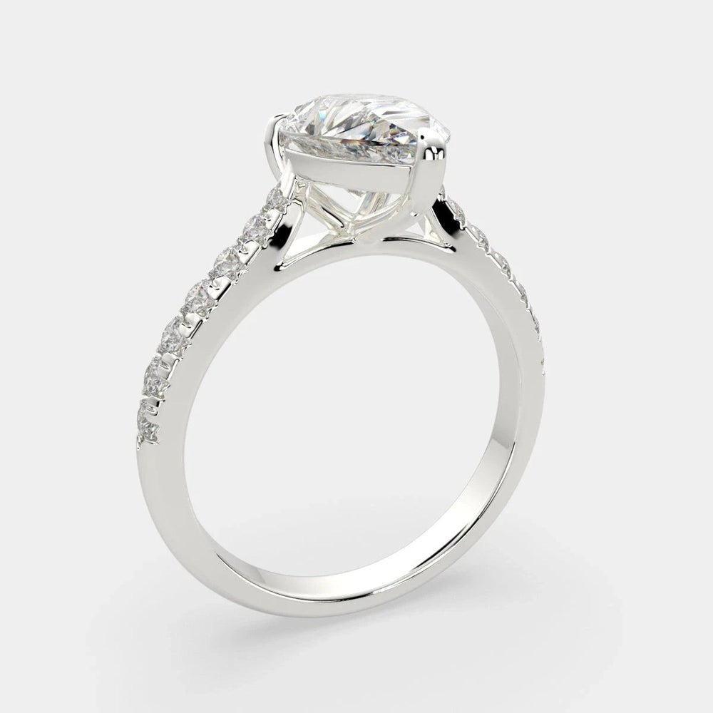 3.70 Carat Pear Cut Diamond Ring VS1 F 14K White Gold - Future Jewelry