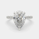 3.7 Carat Pear Lab Grown Diamond Ring, 14K White Gold