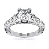 3.75 Carat Round Lab Grown Diamond Engagement Ring, 14K White Gold