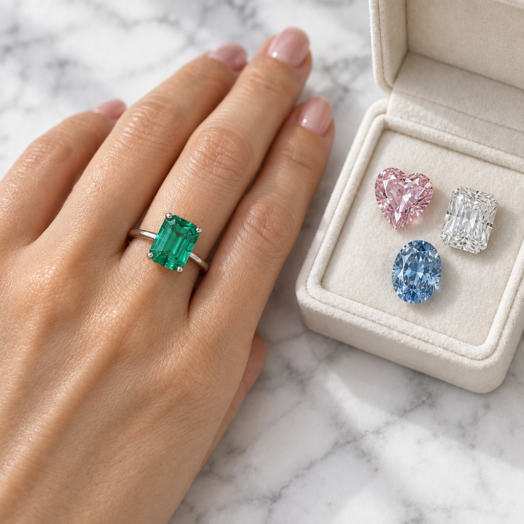 The Evolution Ring™ - The Interchangeable Shape & Color Diamond Ring - An Engagement Ring that comes with 3 Extra Stones