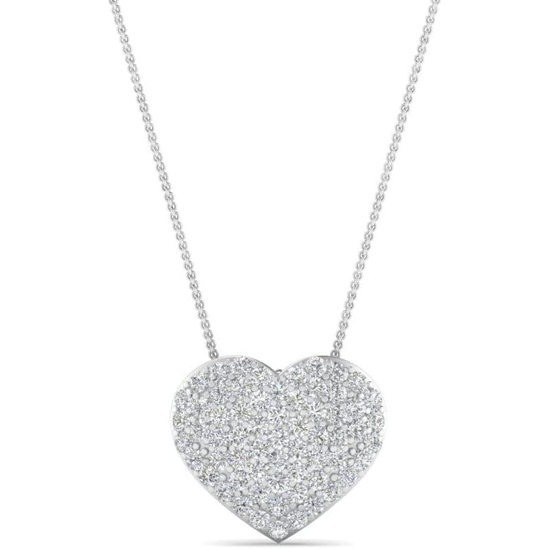 3/8 Carat Round Cut Lab Grown Diamond Cluster Classic Heart Pendant 925 Sterling Silver/10K Gold For Her With 18 Inch Chain - Future Jewelry