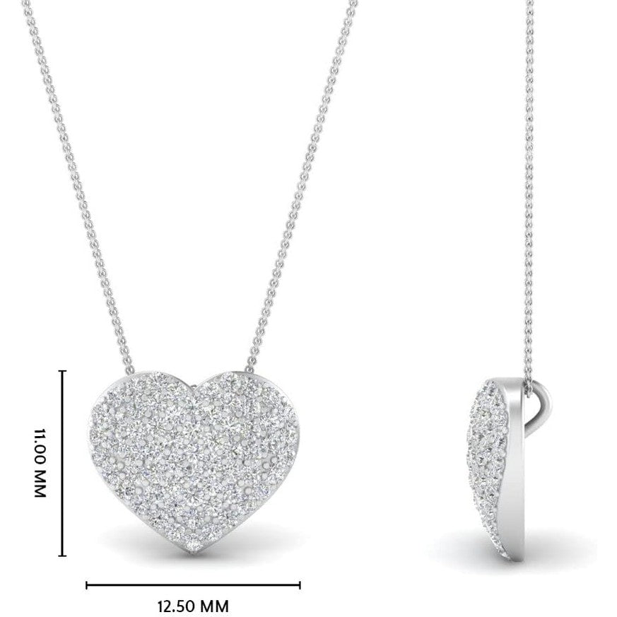 3/8 Carat Round Cut Lab Grown Diamond Cluster Classic Heart Pendant 925 Sterling Silver/10K Gold For Her With 18 Inch Chain - Future Jewelry