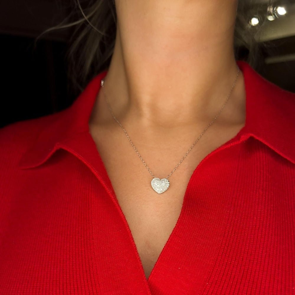 3/8 Carat Round Cut Lab Grown Diamond Cluster Classic Heart Pendant 925 Sterling Silver/10K Gold For Her With 18 Inch Chain - Future Jewelry