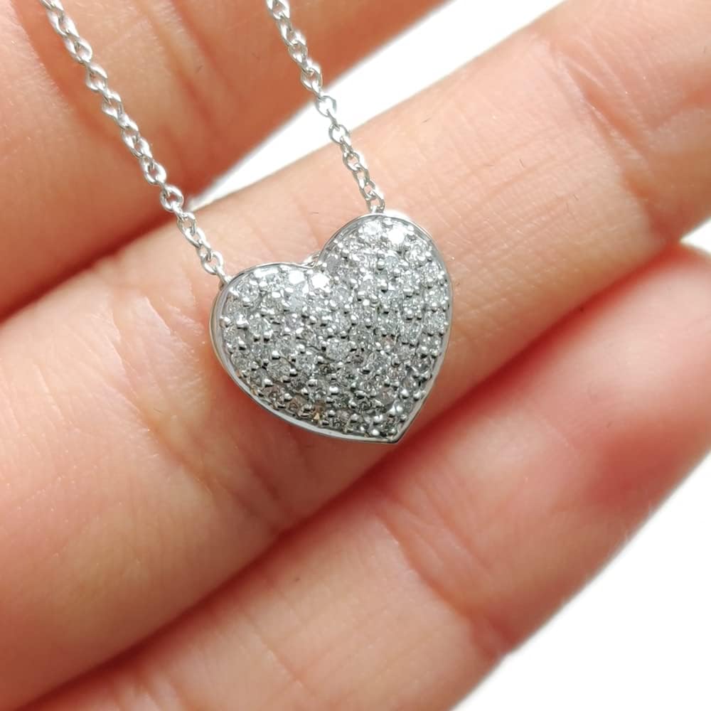 3/8 Carat Round Cut Lab Grown Diamond Cluster Classic Heart Pendant 925 Sterling Silver/10K Gold For Her With 18 Inch Chain - Future Jewelry