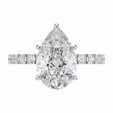 3.80 Carat Pear Lab Grown Diamond Engagement Ring, 14K White Gold