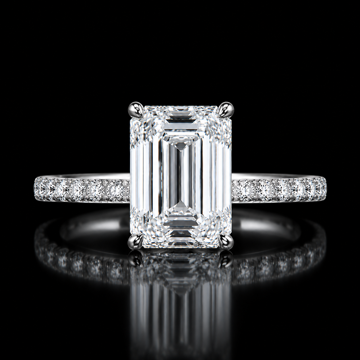 The Emerald Prestige™ Collection | 4 Carat Emerald Cut Lab Grown Diamond Ring