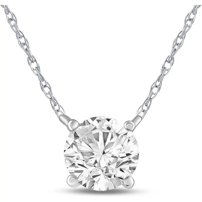 4 Carat Lab Grown Diamond Solitaire Pendant Necklace, 14K Gold