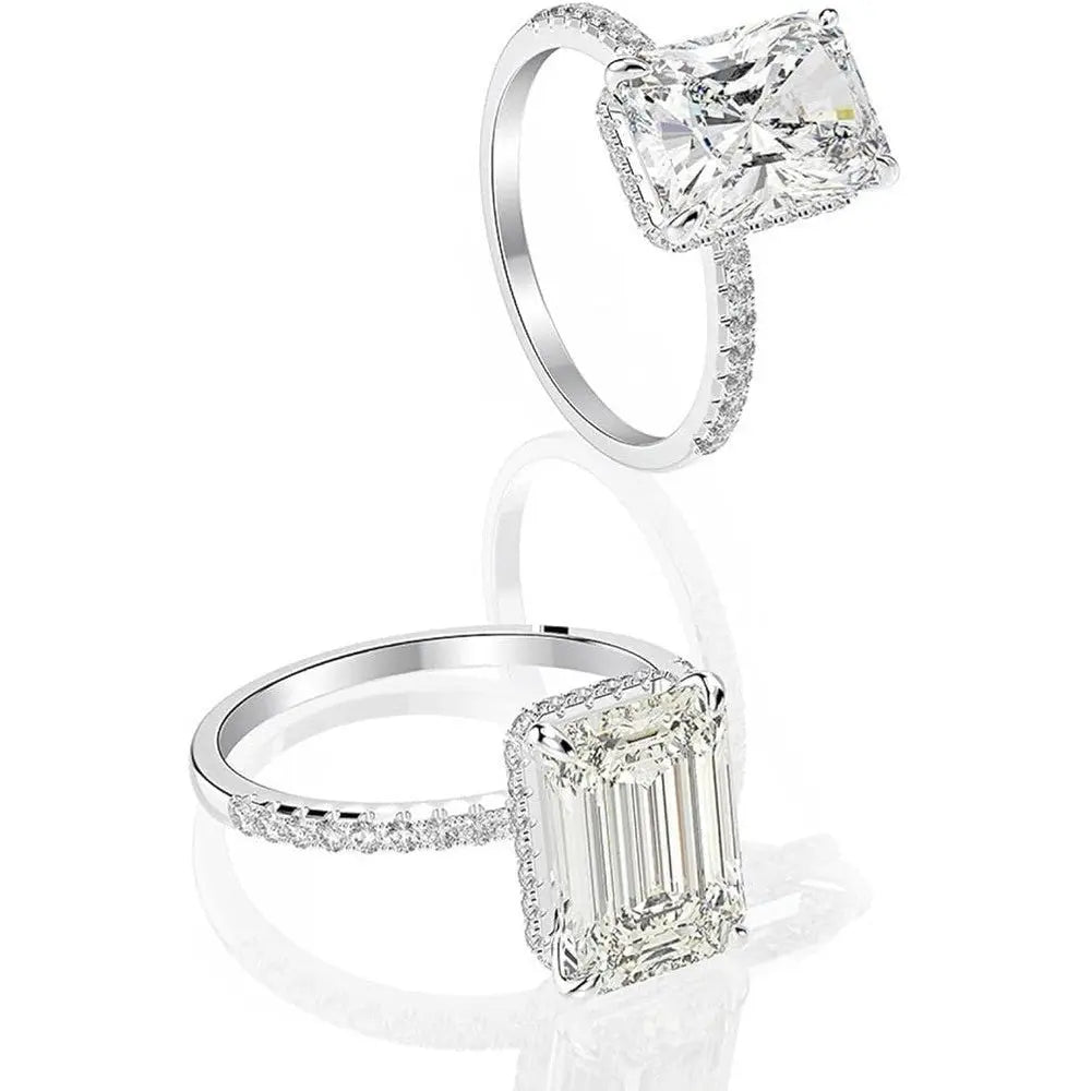 4 Carat Emerald Cut Lab Grown Diamond Engagement Ring in 14K White Gold, IGI Certified - Future Jewelry