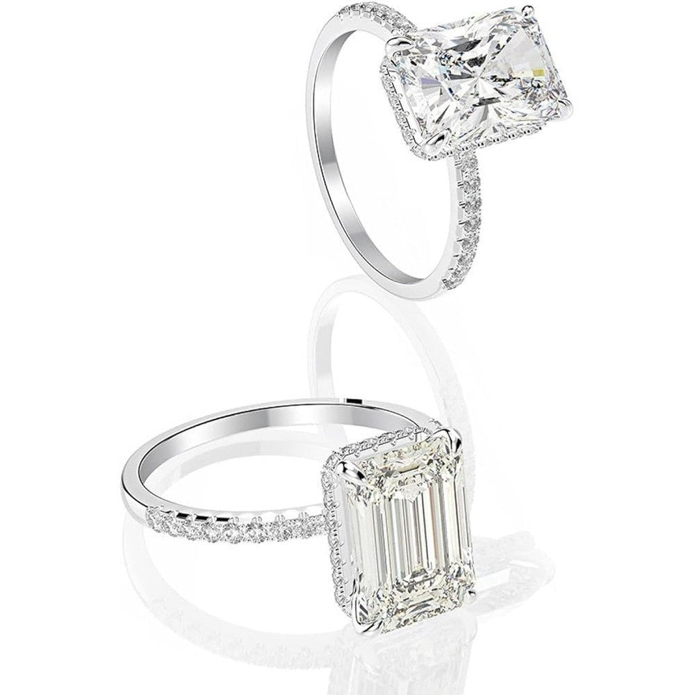 4 Carat Emerald - Cut Solar Diamond Engagement Ring – IGI Certified, 14K White Gold - Future Jewelry