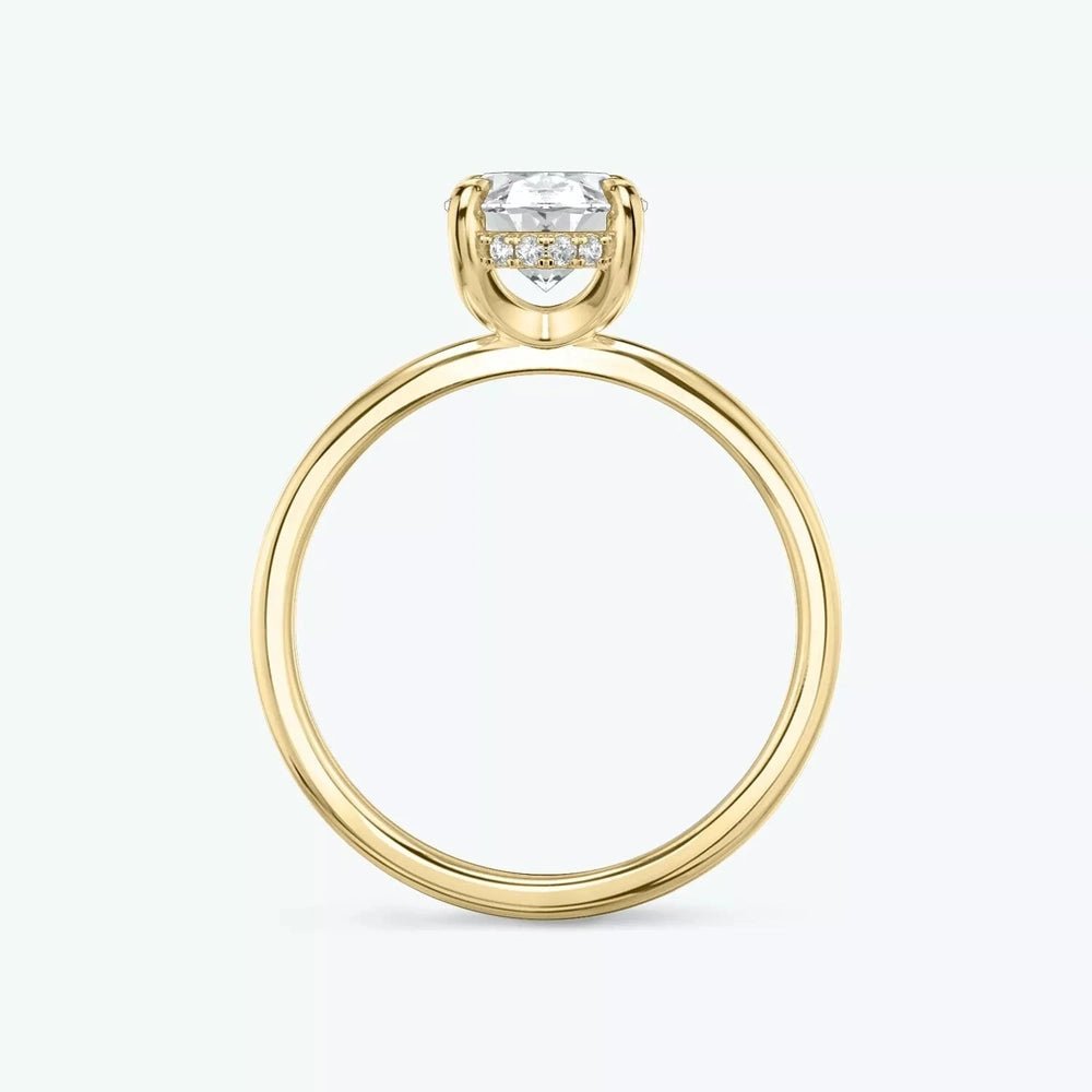 4 Carat Oval Cut Lab - Created Diamond Hidden Halo Engagement Ring in 14k Yellow Gold - Future Jewelry