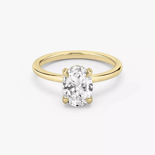 4 Carat Oval Cut Lab - Created Diamond Hidden Halo Engagement Ring in 14k Yellow Gold - Future Jewelry