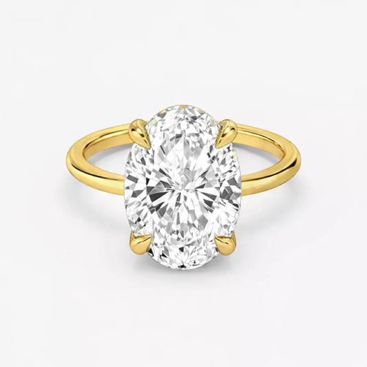 4 Carat Oval Cut Lab - Created Diamond Hidden Halo Engagement Ring in 14k Yellow Gold - Future Jewelry
