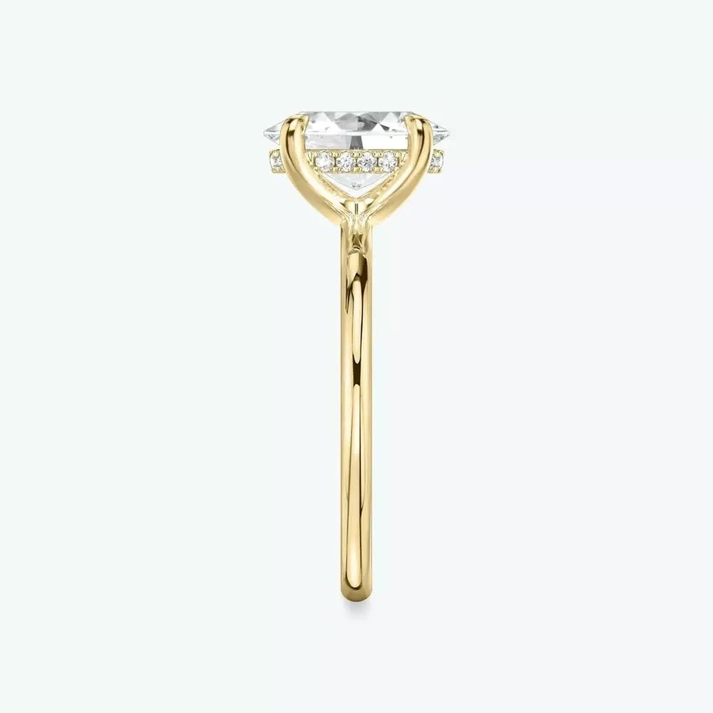 4 Carat Oval Cut Lab Grown Diamond Hidden Halo Engagement Ring in 14K Yellow Gold - Future Jewelry