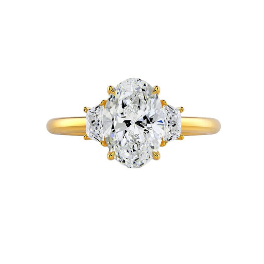 4.00 Carat Oval Lab Grown Diamond Ring in 14K Yellow Gold - Future Jewelry