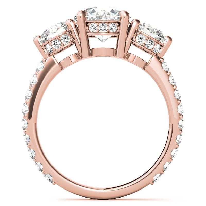 4.10 Carat E VS1 Round - Cut Solar Diamond Three - Stone Engagement Ring – Certified 14K Yellow Gold - Future Jewelry