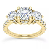 4.1 Carat Round Lab Grown Diamond Engagement Ring, 14K Yellow Gold