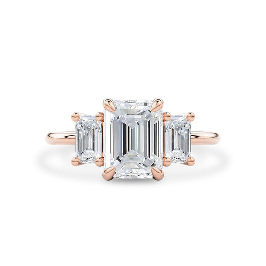 4.20 Carat Emerald - Cut Lab - Grown Diamond Engagement Ring with Side Stones - Future Jewelry