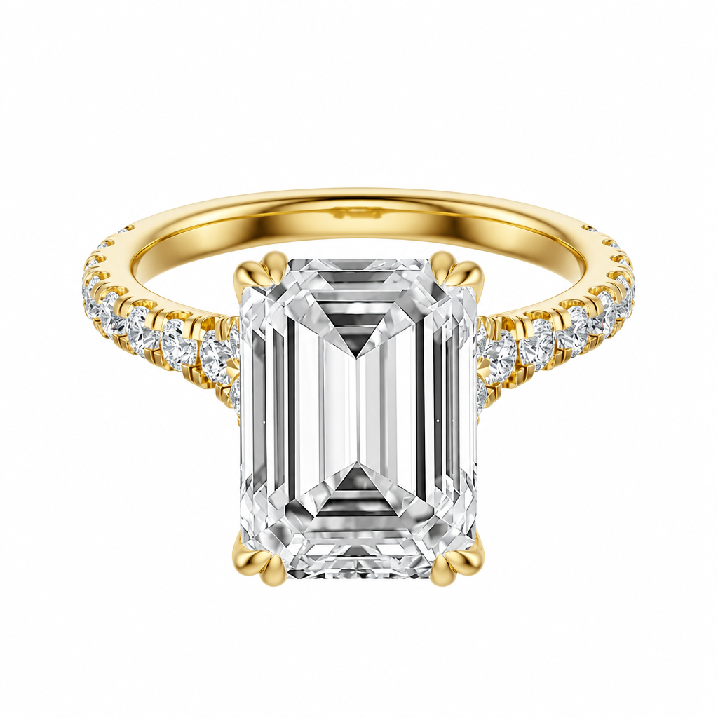 4.50 Carat Emerald Cut Lab Grown Diamond Engagement Ring in 14K Yellow Gold - Future Jewelry