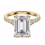 4.5 Carat Emerald Cut Lab Grown Diamond Engagement Ring, 14K Yellow Gold