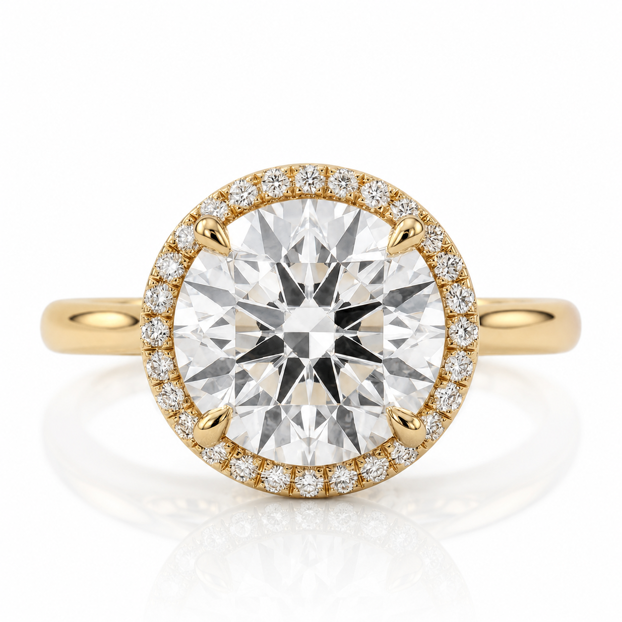 The Halo Crown Halo™ | 4 Carat Pink Lab Grown Diamond Halo Engagement Ring in 14K Yellow Gold | IGI Certified | Future Jewelry Certified | Limited Edition 1 of 34
