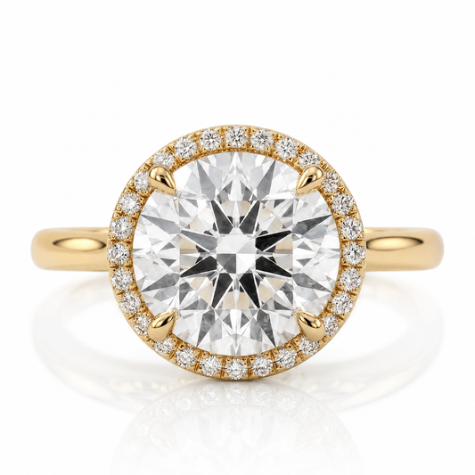 The Halo Crown Halo™ | 4 Carat Pink Lab Grown Diamond Halo Engagement Ring in 14K Yellow Gold | IGI Certified | Future Jewelry Certified | Limited Edition 1 of 34