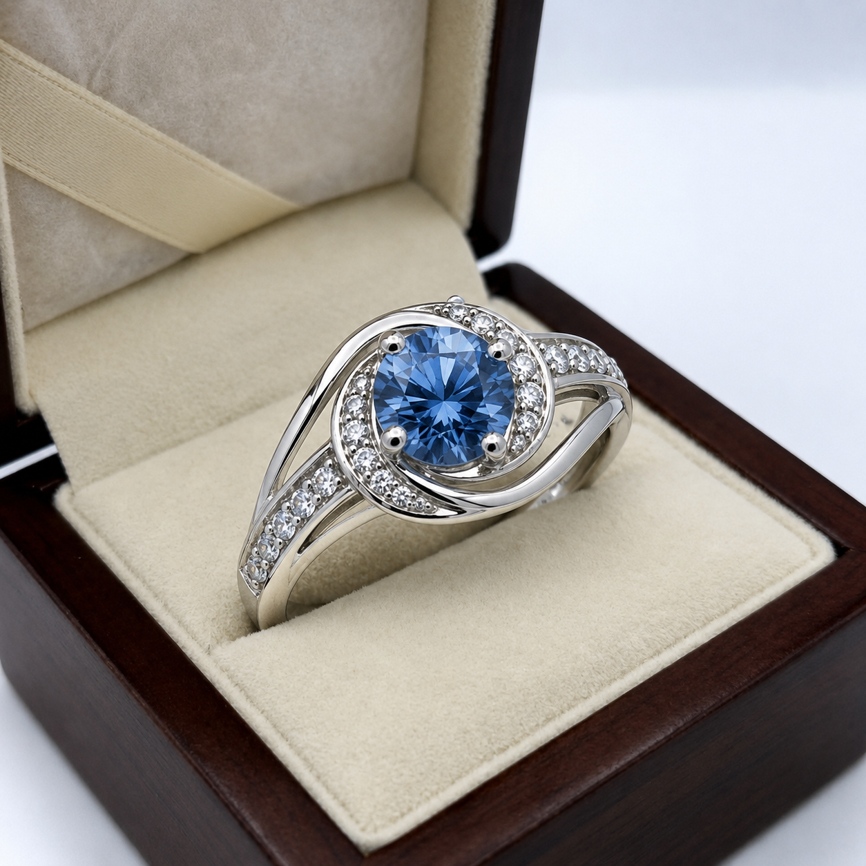 Limited Edition 3 Carat Blue Lab Grown Diamond Ring in 10K White Gold | IGI Certified | Future Jewelry Certified™ | 1 of 6 Ever Made