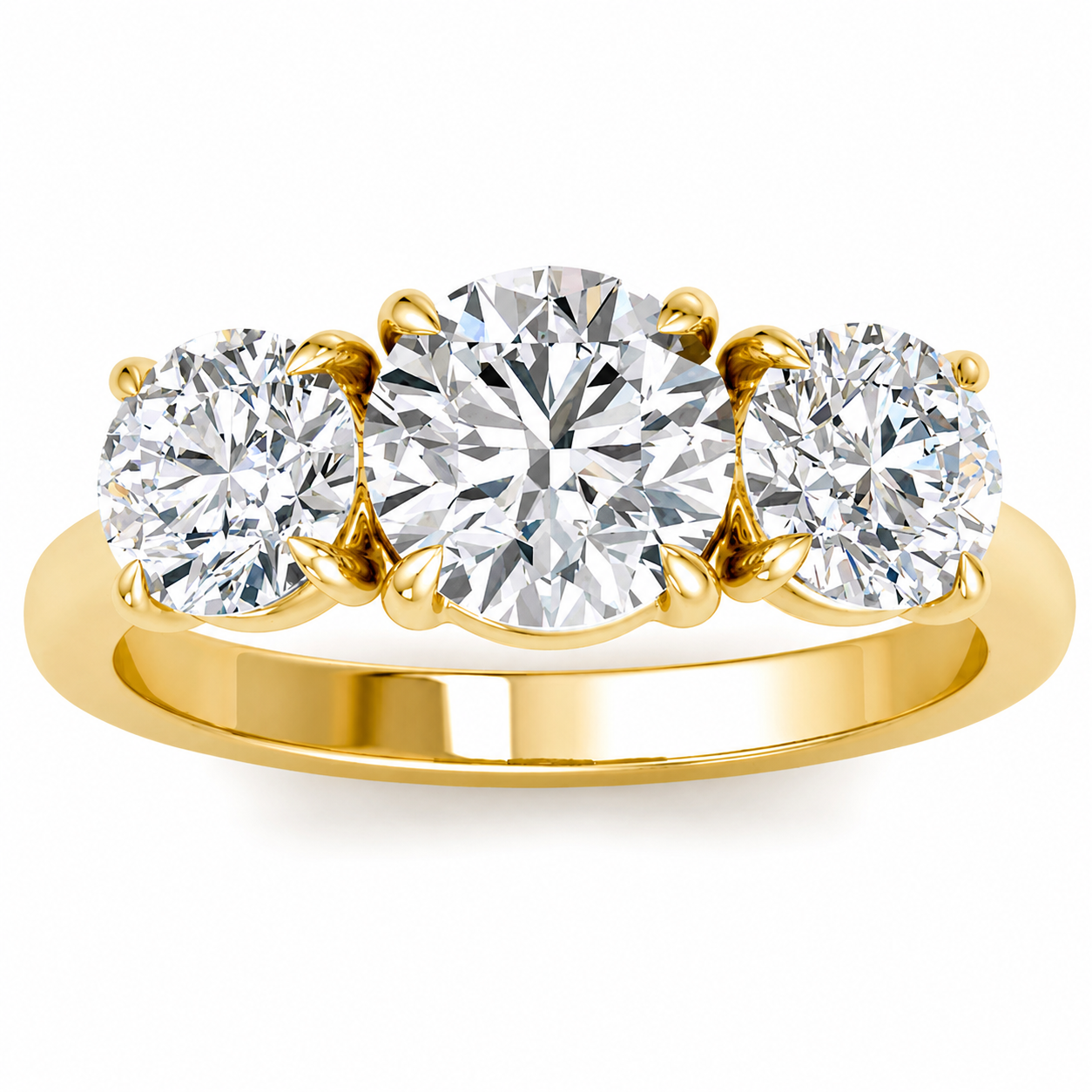 3 Carat Diamond Wedding Band in 14K Yellow Gold or White Gold | Three Stone Lab Grown Diamond Ring | IGI Certified