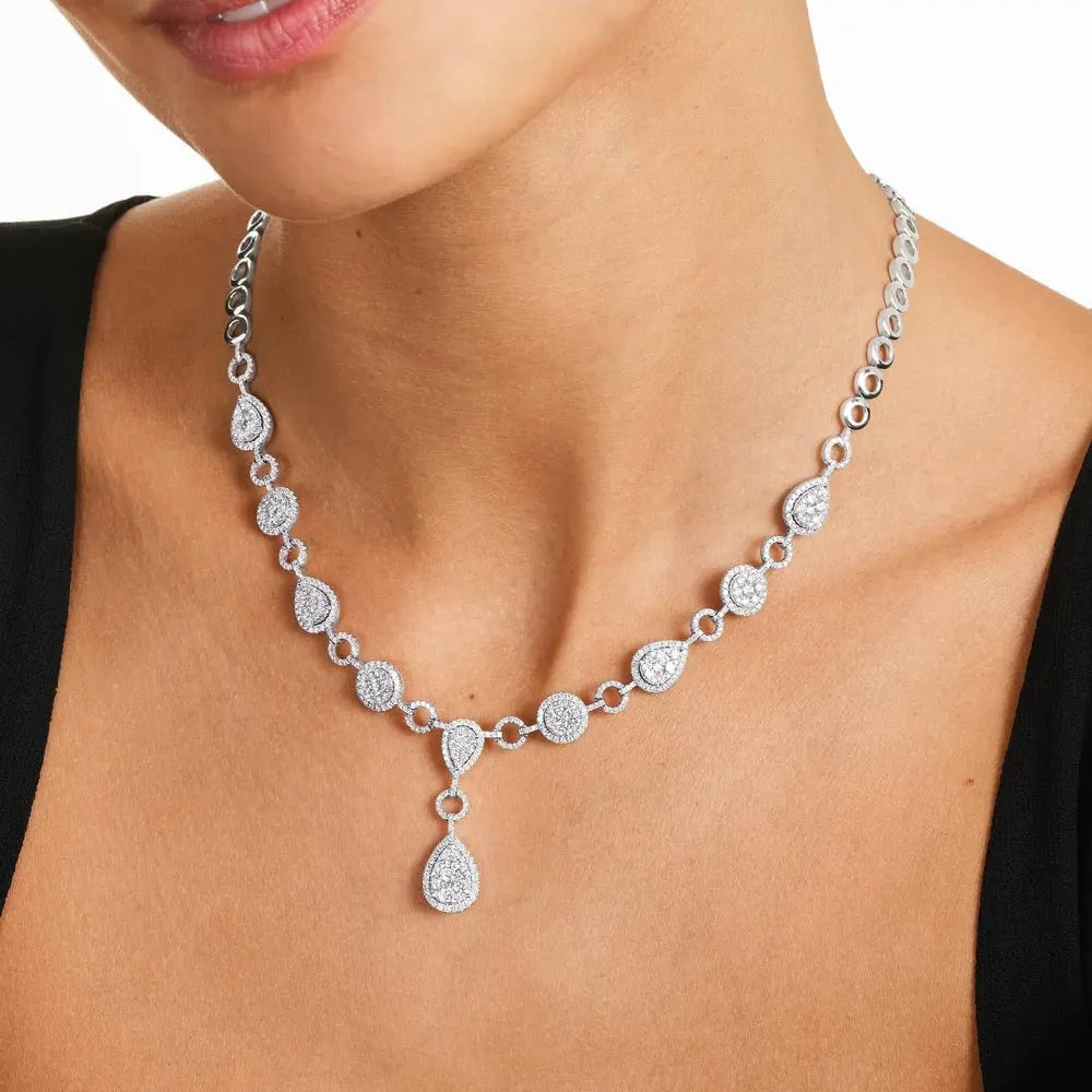 5.10 Carat Lab Grown Diamond Necklace in 14K White Gold, side view - Future Jewelry