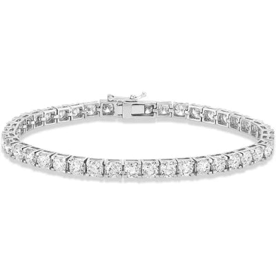 5 to 10 Carat Lab Grown Diamond Tennis Bracelet, 14K White Gold