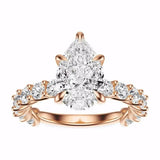 5.15 Carat Pear Lab Grown Diamond Engagement Ring, 14K Rose Gold