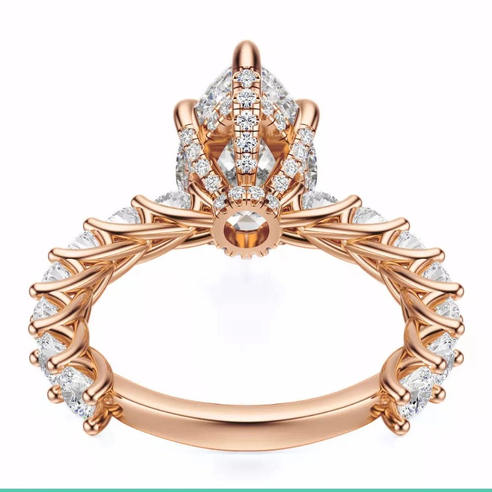 5.15 CT Pear Cut Diamond Engagement Ring in Rose Gold - Future Jewelry
