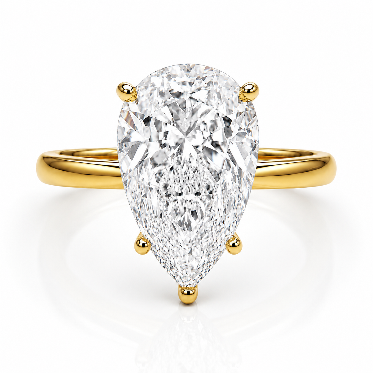 4 Carat Pear Lab Grown Diamond Solitaire Engagement Ring