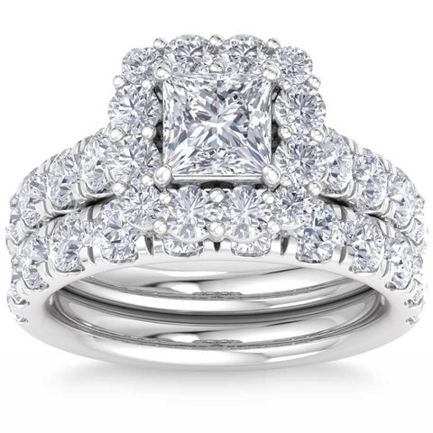 5Ct Princess Cut Diamond Engagement Matching Wedding Ring Set 10k Gold Lab Grown – Inspired by Pompeii3 - Future Jewelry