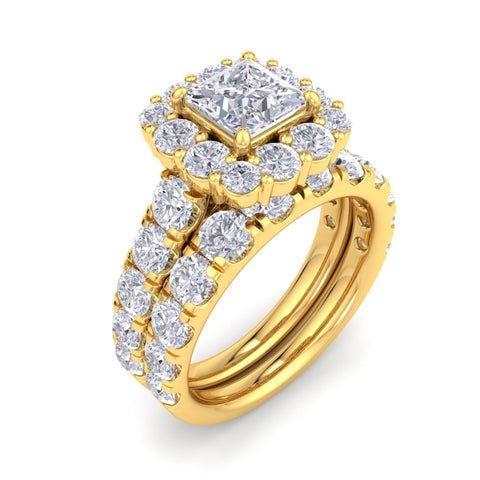 5Ct Princess Cut Diamond Engagement Matching Wedding Ring Set 10k Gold Lab Grown – Inspired by Pompeii3 - Future Jewelry