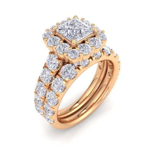 5Ct Princess Cut Diamond Engagement Matching Wedding Ring Set 10k Gold Lab Grown – Inspired by Pompeii3 - Future Jewelry