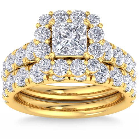 5Ct Princess Cut Diamond Engagement Matching Wedding Ring Set 10k Gold Lab Grown – Inspired by Pompeii3 - Future Jewelry
