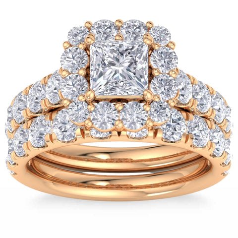 5Ct Princess Cut Diamond Engagement Matching Wedding Ring Set 10k Gold Lab Grown – Inspired by Pompeii3 - Future Jewelry