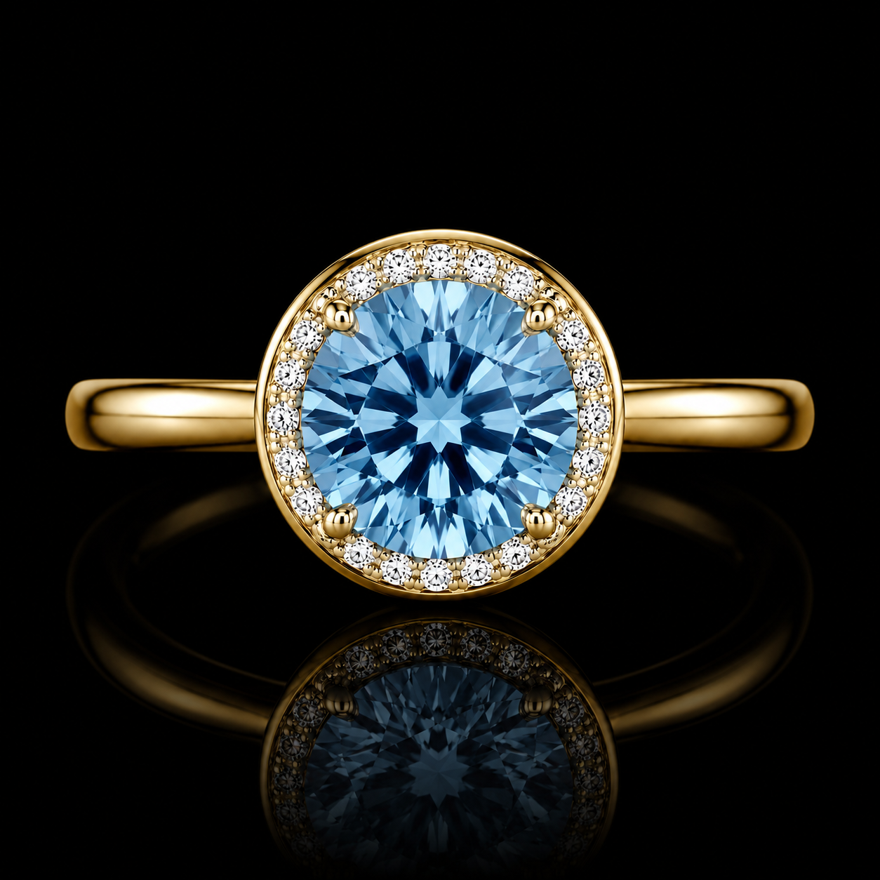 The Blue Azure Halo™ | 3 Carat Blue Lab Grown Diamond Halo Engagement Ring | 14K Gold or Platinum | IGI Certified