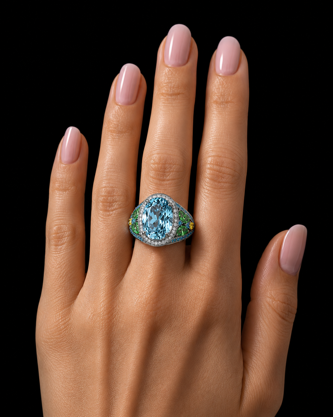 The Atlantis Azure Lumière Royale Ring – 3 Carat Blue LG Diamond Ring in 14K White Gold – Only 28 Ever Made